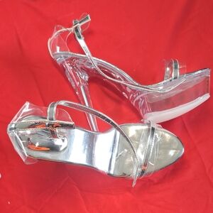 Generic Silver Heels with Transparent Straps